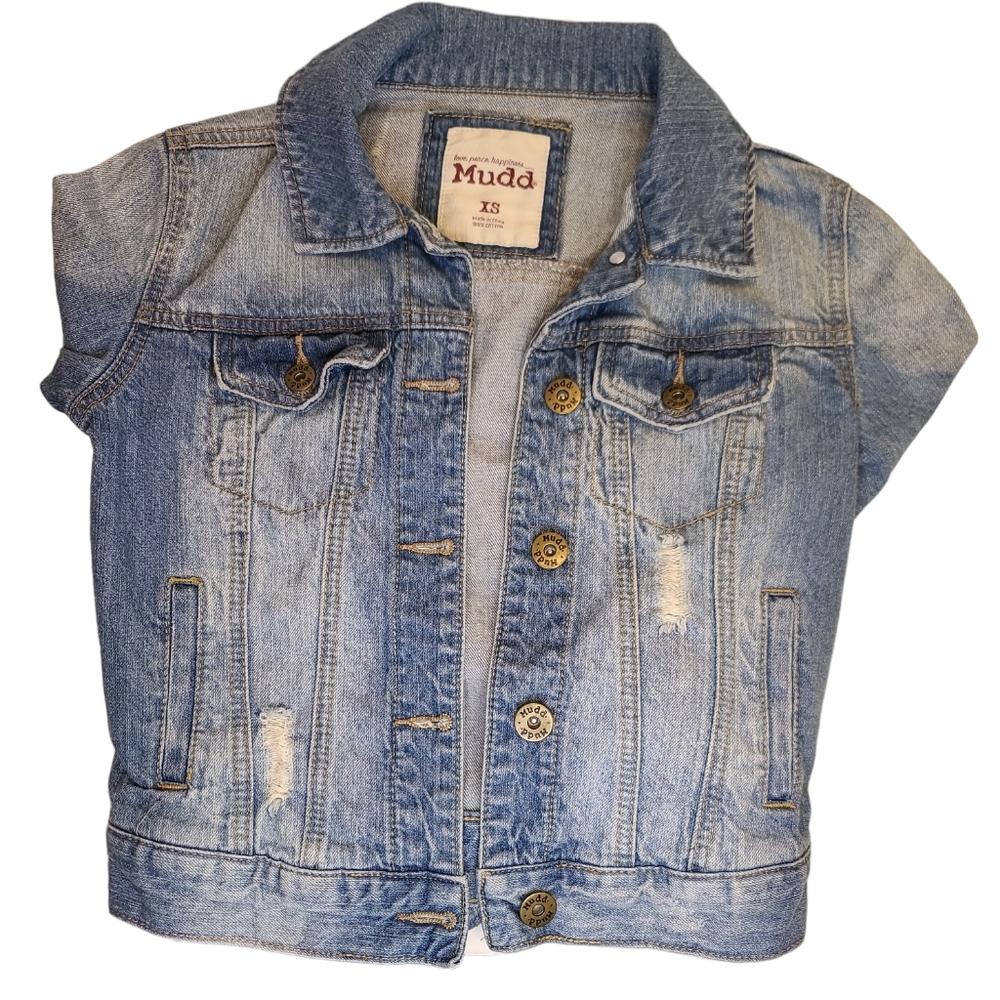 MUDD Blue Denim Distressed Jacket XS - Picture 7 of 7
